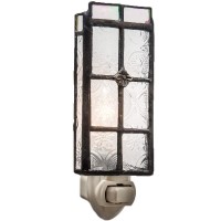 J Devlin Glass Art Vintage Clear Stained Glass Night Light, Plug In Nightlight For Stairway/Hallway/Bedroom, Home Decor Ntl 113