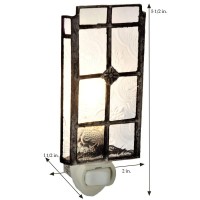 J Devlin Glass Art Vintage Clear Stained Glass Night Light, Plug In Nightlight For Stairway/Hallway/Bedroom, Home Decor Ntl 113