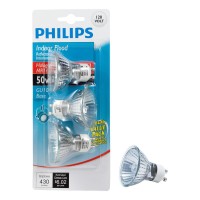 Philips 415794 Indoor Flood 50-Watt Mr16 Gu10 Base 120-Volt Light Bulb,Halogen, 3-Pack