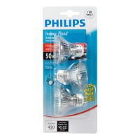 Philips 415794 Indoor Flood 50-Watt Mr16 Gu10 Base 120-Volt Light Bulb,Halogen, 3-Pack