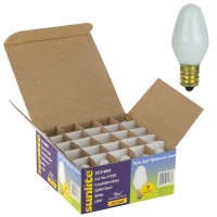 Sunlite 01285 7C7 Incandescent Bulb, 7 Watt, Candelabra E12 Base, C7 Small Night Light, Colored Bulb, White, 25 Count