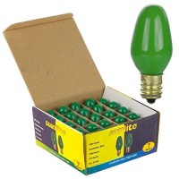 Sunlite 01260 7C7 Incandescent Bulb, 7 Watt, Candelabra E12 Base, C7 Small Night Light, Colored Bulb, Green, 25 Count