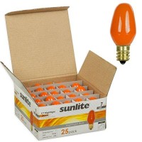 Sunlite 01270 7C7 Incandescent Bulb, 7 Watt, Candelabra E12 Base, C7 Small Night Light, Colored Bulb, Orange, 25 Count