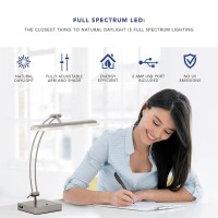 Adesso 5090-22 Esquire Led Desk Lamp, 13-19 In., 9W Full Spectrum Led, Brushed Steel, 1 Table Lamp, Gray, Multi-Function