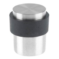 1 X Door Stop 41Mm In Satin Stainless Steel For Floor Mounting, Fixings Included.