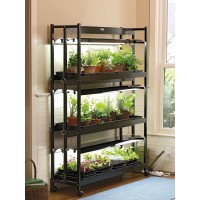 Gardener'S Supply Company 3-Tier Sunlite Garden Plant Stand | 6 T5 Fluorescent Bulbs & 3 Plant Trays Included | Sturdy Aluminum Grow Light Garden For Seedlings, Succulents & Houseplants