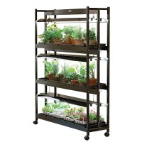 Gardener'S Supply Company 3-Tier Sunlite Garden Plant Stand | 6 T5 Fluorescent Bulbs & 3 Plant Trays Included | Sturdy Aluminum Grow Light Garden For Seedlings, Succulents & Houseplants