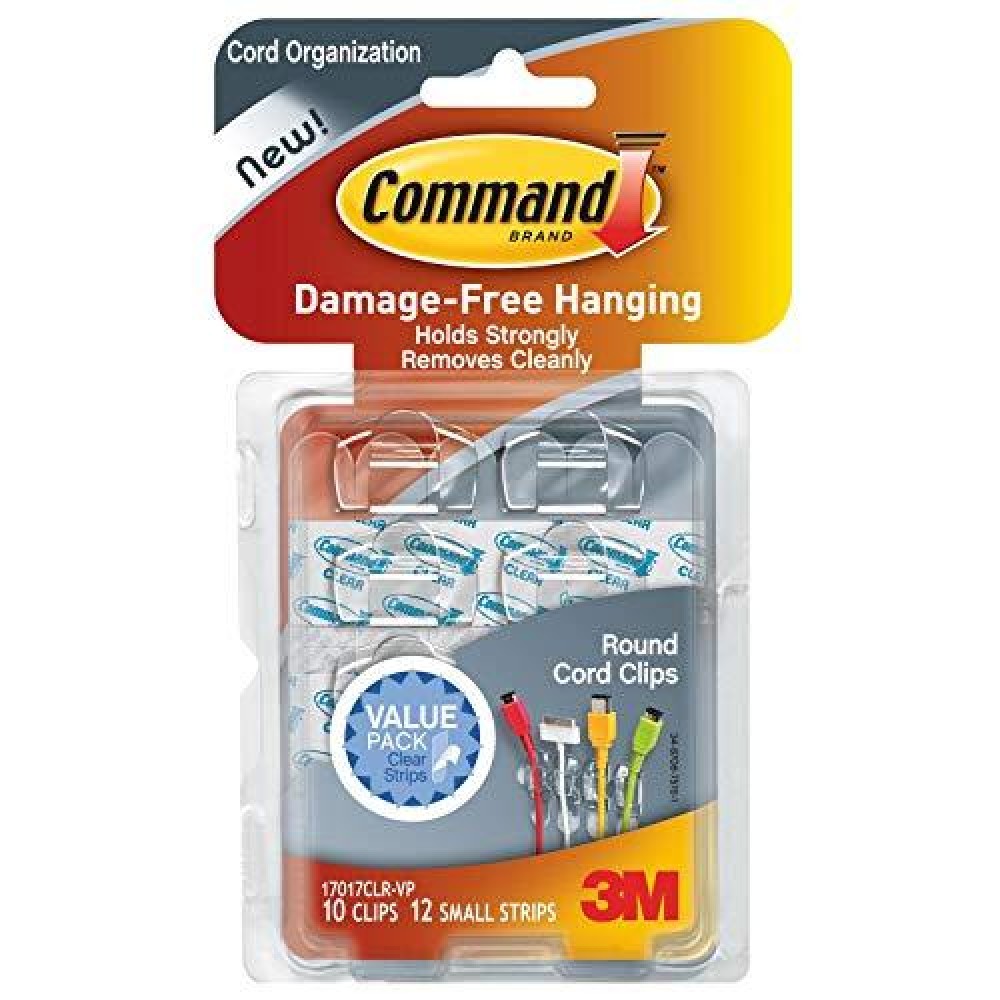 Command 17017Clr-Vp Round Cord Clip, 10 Clips,...