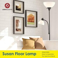 Adjustable Black Floor Lamp With Reading Light By Lightaccents - Susan Modern Standing Lamp For Living Room/Office Lamp 72