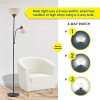 Adjustable Black Floor Lamp With Reading Light By Lightaccents - Susan Modern Standing Lamp For Living Room/Office Lamp 72