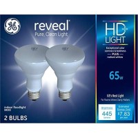 Ge Fba 11684 Reveal 65-Watt 445-Lumen Br30 Flood Light Bulb, 2-Pack, 2 Count (Pack Of 1)