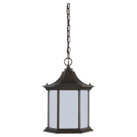 Sea Gull Lighting 69136Ble08 1-Light Ardsley Court Outdoor Pendant, Textured Rust Patina Finish With Etched Glass