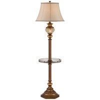 Kathy Ireland Hyde Park Rustic Vintage Floor Lamp With Nightlight Glass Tray 65 Tall Bronze Gold Metal Pearl White Frosted Glass Fabric Bell Shade For Living Room Reading House Bedroom Home