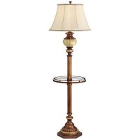 Kathy Ireland Hyde Park Rustic Vintage Floor Lamp With Nightlight Glass Tray 65 Tall Bronze Gold Metal Pearl White Frosted Glass Fabric Bell Shade For Living Room Reading House Bedroom Home