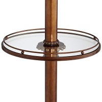 Kathy Ireland Hyde Park Rustic Vintage Floor Lamp With Nightlight Glass Tray 65 Tall Bronze Gold Metal Pearl White Frosted Glass Fabric Bell Shade For Living Room Reading House Bedroom Home