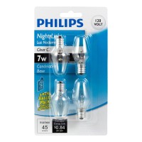 Philips C7 Clear Night Light: 7-Watt, E12 Candelabra Base Light Bulb, Soft White, 4-Pack, 415463