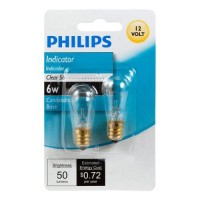 Philips 416099 6-Watt S6 12-Volt Candelabra Base Indicator Light Bulb, 2-Pack