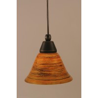 Cord Mini Pendant Shown In Dark Granite Finish With 7 Firre Saturn Glass