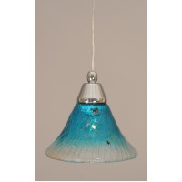 Cord Mini Pendant Shown In Chrome Finish With 7 Teal Crystal Glass