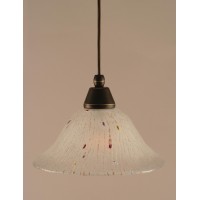 Cord Mini Pendant Shown In Dark Granite Finish With 10 Frosted Crystal Glass