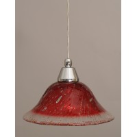 Cord Mini Pendant Shown In Chrome Finish With 10 Raspberry Crystal Glass