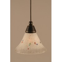 Cord Mini Pendant Shown In Dark Granite Finish With 7 Frosted Crystal Glass