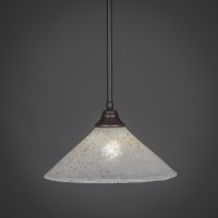 Stem Pendant With Hang Straight Swivel Shown In Dark Granite Finish With 16 Gold Ice Glass