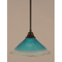 Stem Pendant With Hang Straight Swivel Shown In Dark Granite Finish With 16 Teal Crystal Glass