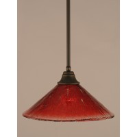 Stem Pendant With Hang Straight Swivel Shown In Dark Granite Finish With 16 Raspberry Crystal Glass