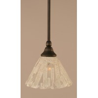 Stem Mini Pendant With Hang Straight Swivel Shown In Dark Granite Finish With 7 Italian Ice Glass