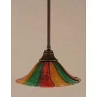 Stem Pendant With Hang Straight Swivel Shown In Dark Granite Finish With 14 Mardi Gras Glass