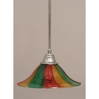 Stem Pendant With Hang Straight Swivel Shown In Chrome Finish With 14 Mardi Gras Glass