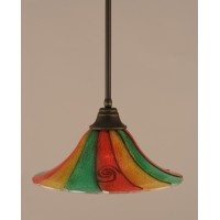 Stem Pendant With Hang Straight Swivel Shown In Dark Granite Finish With 16 Mardi Gras Glass