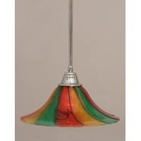 Stem Pendant With Hang Straight Swivel Shown In Chrome Finish With 16 Mardi Gras Glass