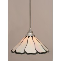 Stem Pendant With Hang Straight Swivel Shown In Chrome Finish With 16 Pearl & Black Flair Art Glass