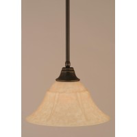 Stem Pendant With Hang Straight Swivel Shown In Dark Granite Finish With 14 Italian Marble Glass