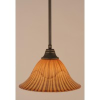 Stem Pendant With Hang Straight Swivel Shown In Dark Granite Finish With 14 Tiger Glass