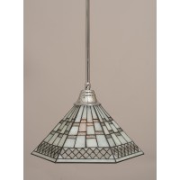 Stem Pendant With Hang Straight Swivel Shown In Chrome Finish With 16 Pewter Art Glass