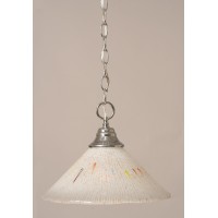 Chain Hung Pendant Shown In Chrome Finish With 12 Frosted Crystal Glass