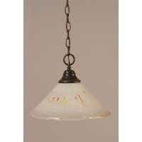 Chain Hung Pendant Shown In Dark Granite Finish With 12 Frosted Crystal Glass