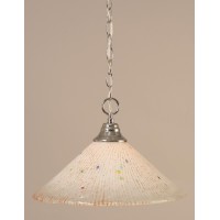 Chain Hung Pendant Shown In Chrome Finish With 16 Frosted Crystal Glass