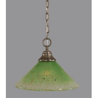 Chain Hung Pendant Shown In Brushed Nickel Finish With 12 Kiwi Green Crystal Glass