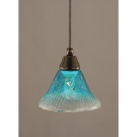 Cord Mini Pendant Shown In Black Copper Finish With 7 Teal Crystal Glass