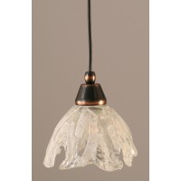 Cord Mini Pendant Shown In Black Copper Finish With 7 Italian Ice Glass