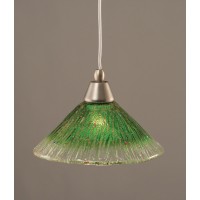 Cord Mini Pendant Shown In Brushed Nickel Finish With 10 Kiwi Green Crystal Glass