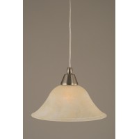 Cord Mini Pendant Shown In Brushed Nickel Finish With 10 Amber Marble Glass