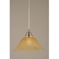 Cord Mini Pendant Shown In Brushed Nickel Finish With 10 Amber Crystal Glass