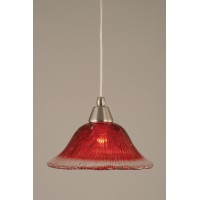 Cord Mini Pendant Shown In Brushed Nickel Finish With 10 Raspberry Crystal Glass