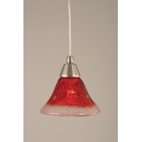 Cord Mini Pendant Shown In Brushed Nickel Finish With 7 Raspberry Crystal Glass