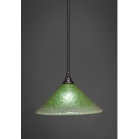 Stem Mini Pendant With Hang Straight Swivel Shown In Black Copper Finish With 12 Kiwi Green Crystal Glass